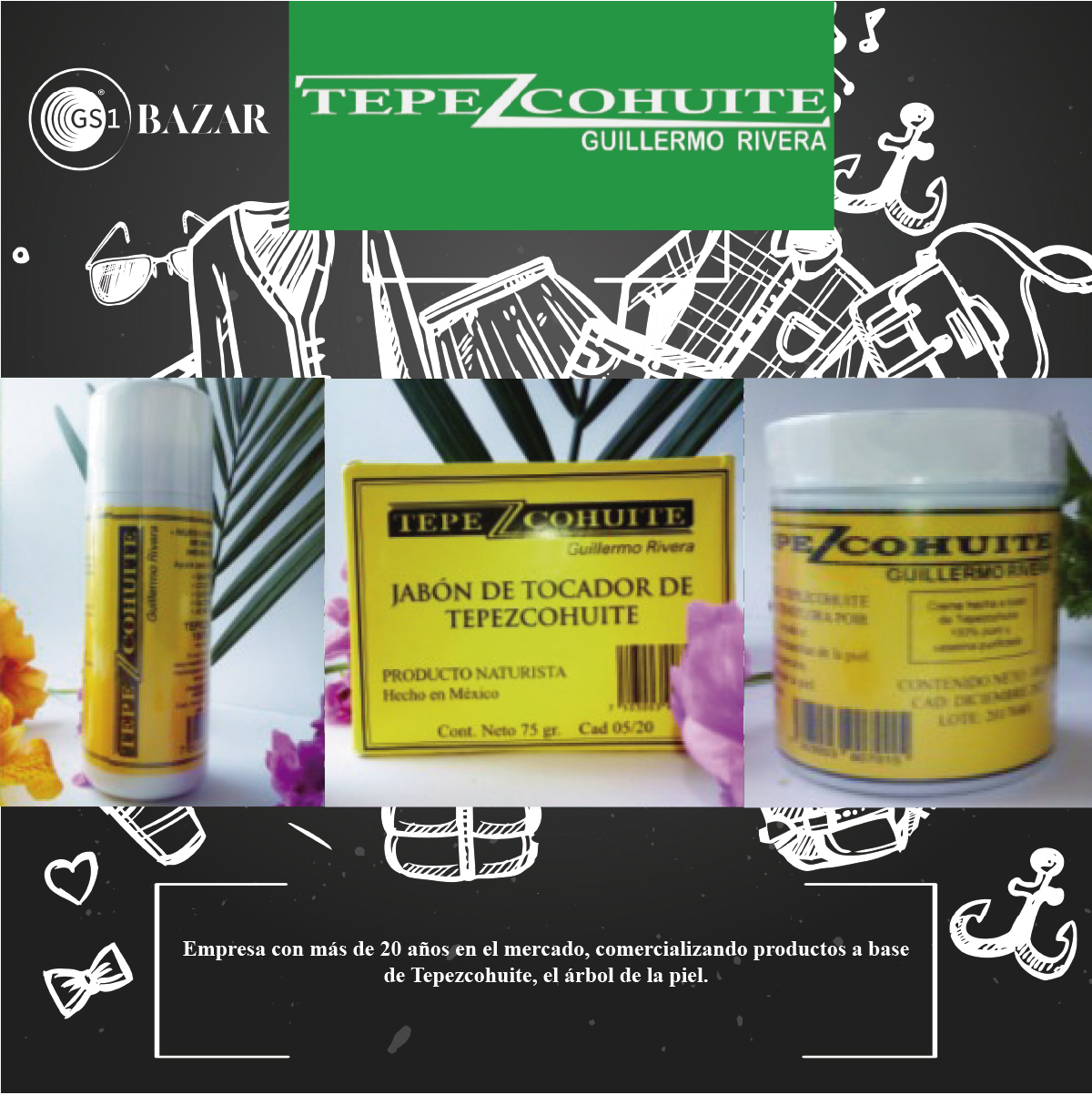 Cremas, polvos y jabones de Tepezcohuite Guillermo Rivera